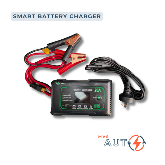 20A Smart Battery Charger 12V/24V | Car, Motorcycle, Lithium, LiFePO4 & Lead-Acid Batteries