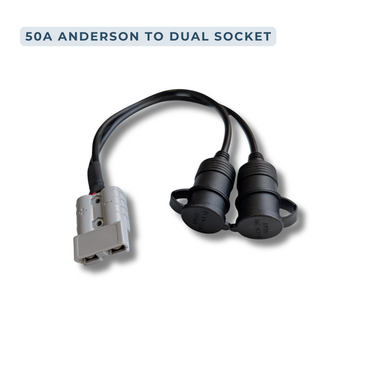 Anderson Plug to Double Cigarette Socket Adapter | 12V/24V Caravan & 4WD Power