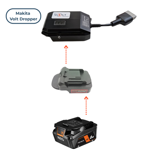 AEG compatible Battery Adapter for Volt Dropper – Compatible with Makita, Milwaukee, and Dewalt Tools