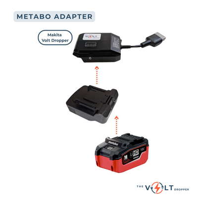 Metabo Compatible Battery Adapter for Volt Dropper – Compatible with Makita, Milwaukee, and Dewalt Tools