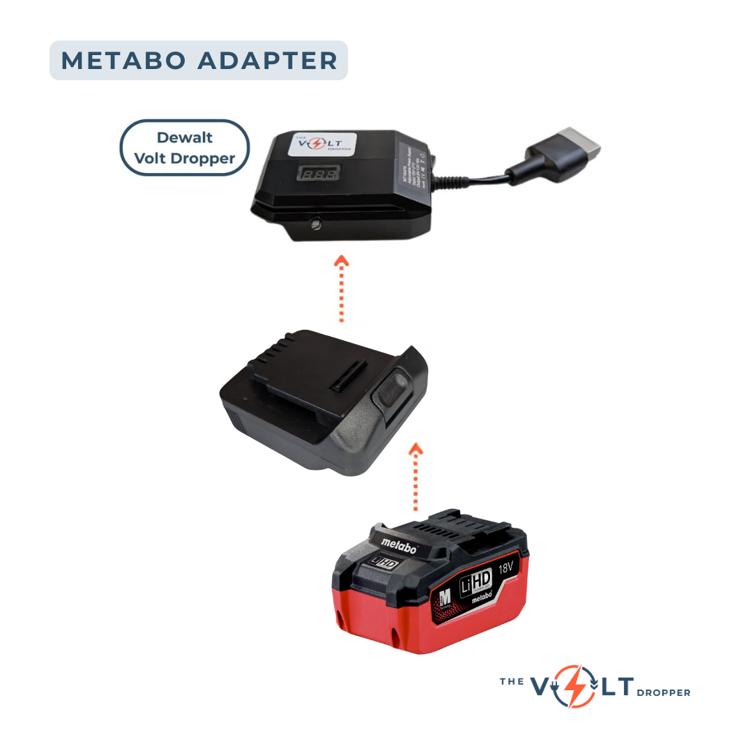 Metabo Compatible Battery Adapter for Volt Dropper – Compatible with Makita, Milwaukee, and Dewalt Tools