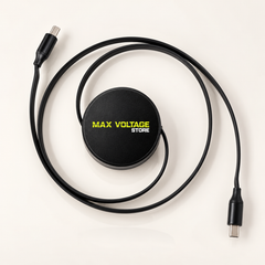 Retractable 1m USB-C cord extended, showing both USB-C connectors