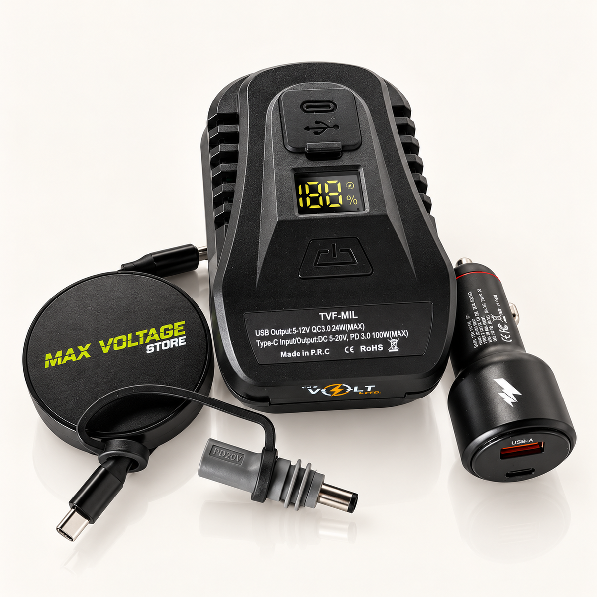 Starlink Bundle with Milwaukee Volt Rapid, retractable cable, car charger and DC adapter; battery and Starlink Mini not included